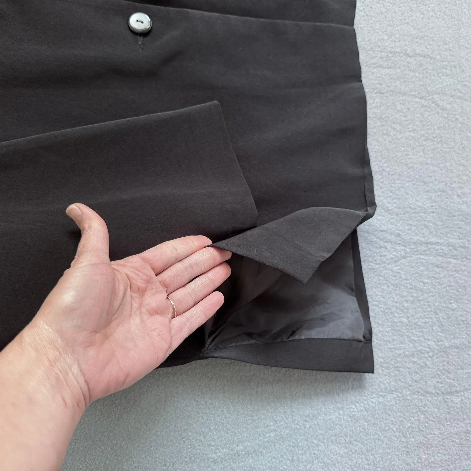 Susan Graver Style Jacket Womens 2X Black Collarless Button Front Lined Long - Image 6