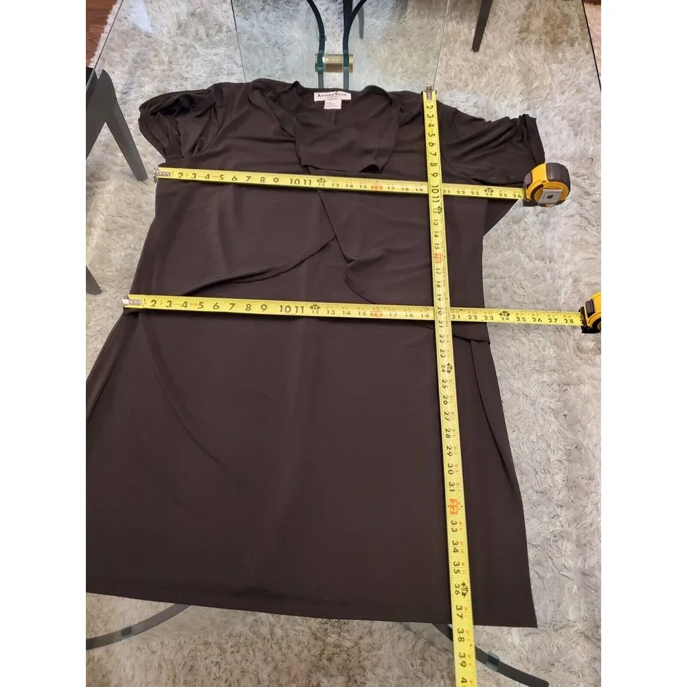 Another Thyme Women Black Solid Polyester Scoop Neck Half Sleeve Dress Size 2X - Image 8