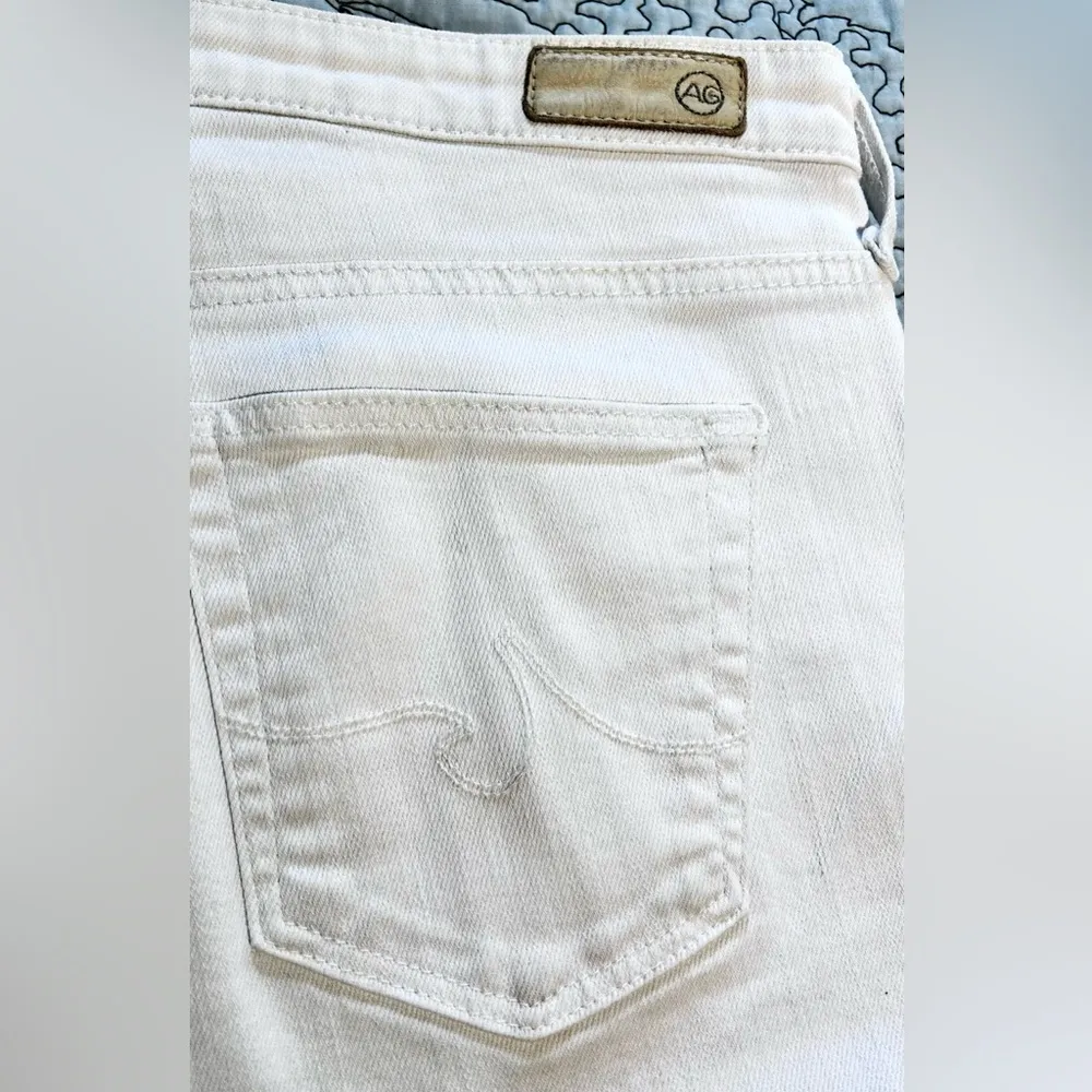 AG ADRIANO GOLDSCHMIED Stevie Slim Straight Raw Hem White Crop Ankle Jeans Sz 28 - Image 8