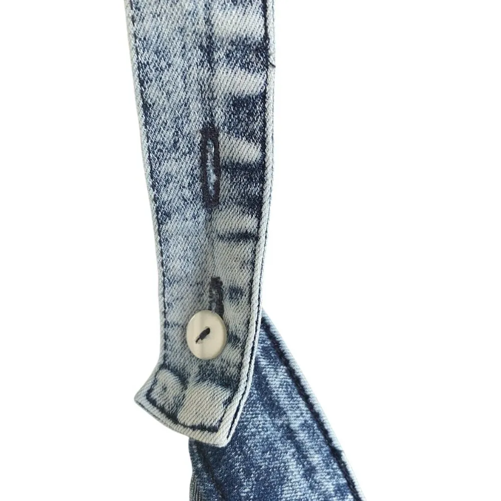 Forever 21 light wash blue denim overall dress mini skirt Juniors 11/12 - Image 5