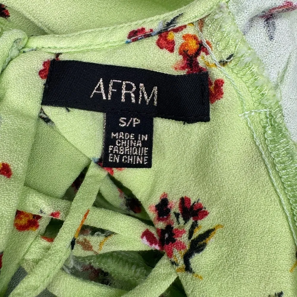AFRM Revolve Green floral long sleeve dress with beautiful detail back. #82 - Image 12