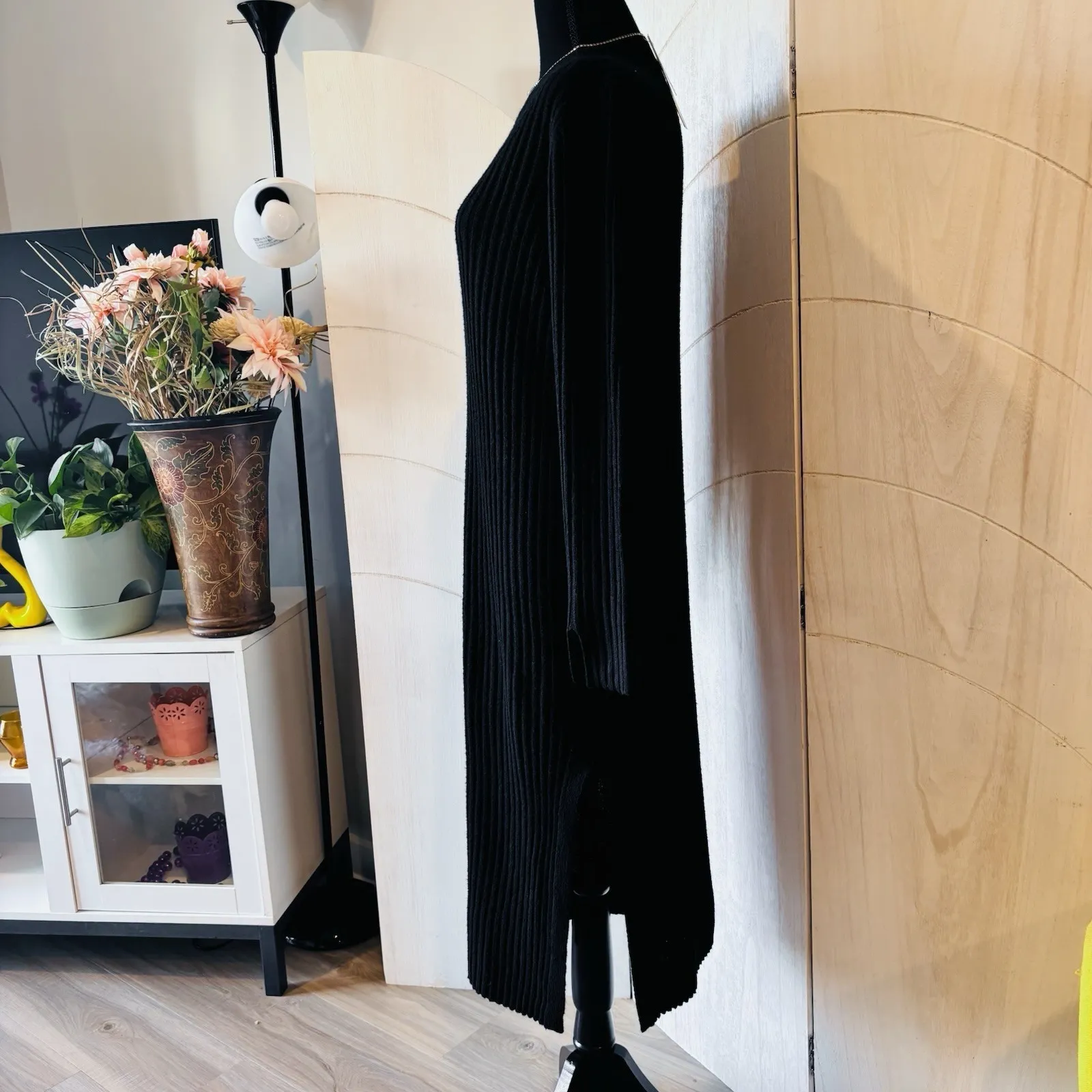 All in Favor Black Ribbed Knit Midi Dress Nordstrom Size Medium New With Tag - Image 6