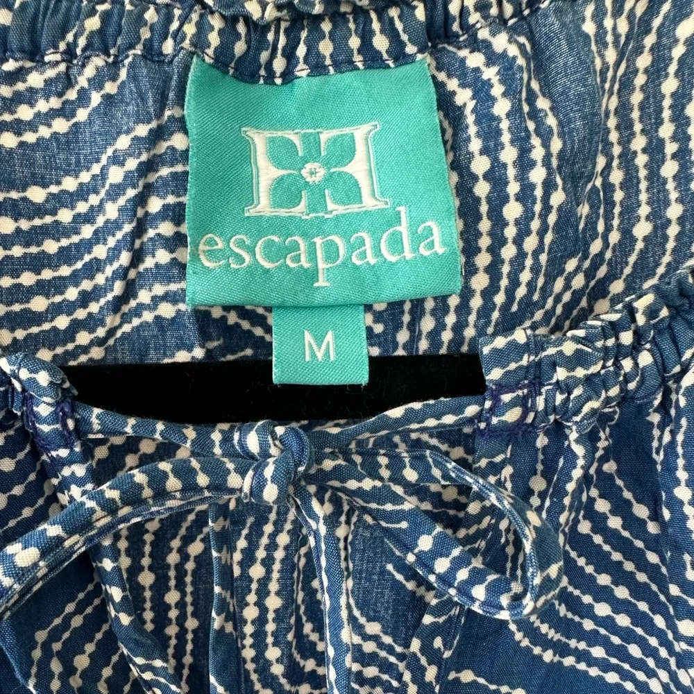 Escapada Swirly Dot Design Ruched Drawstring Neckline With Beaded Tassel Ties M - Image 4