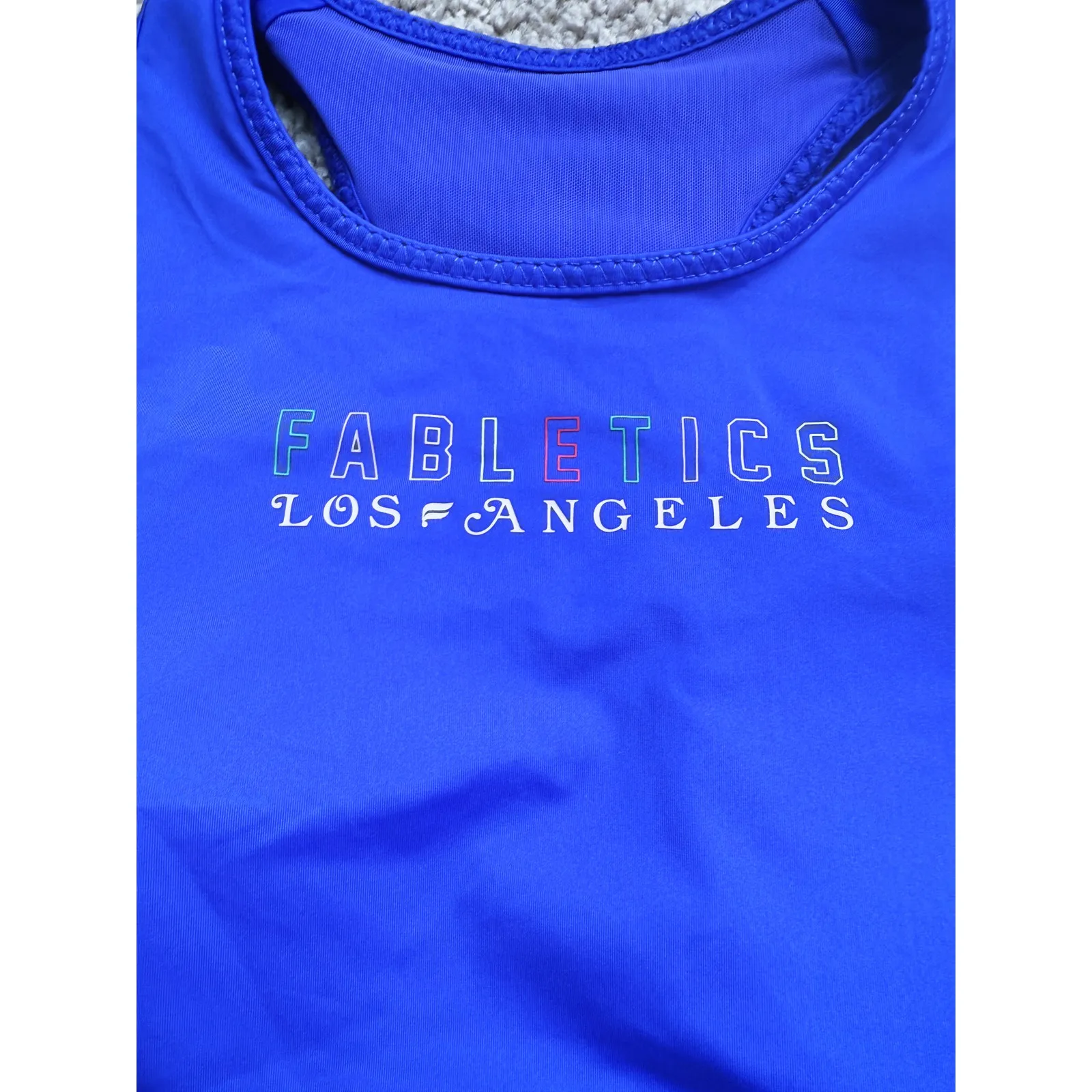 Fabletics Athletic SET Graphic Sports Bra & Biker Shorts Small Purple Sporty Gym - Image 11