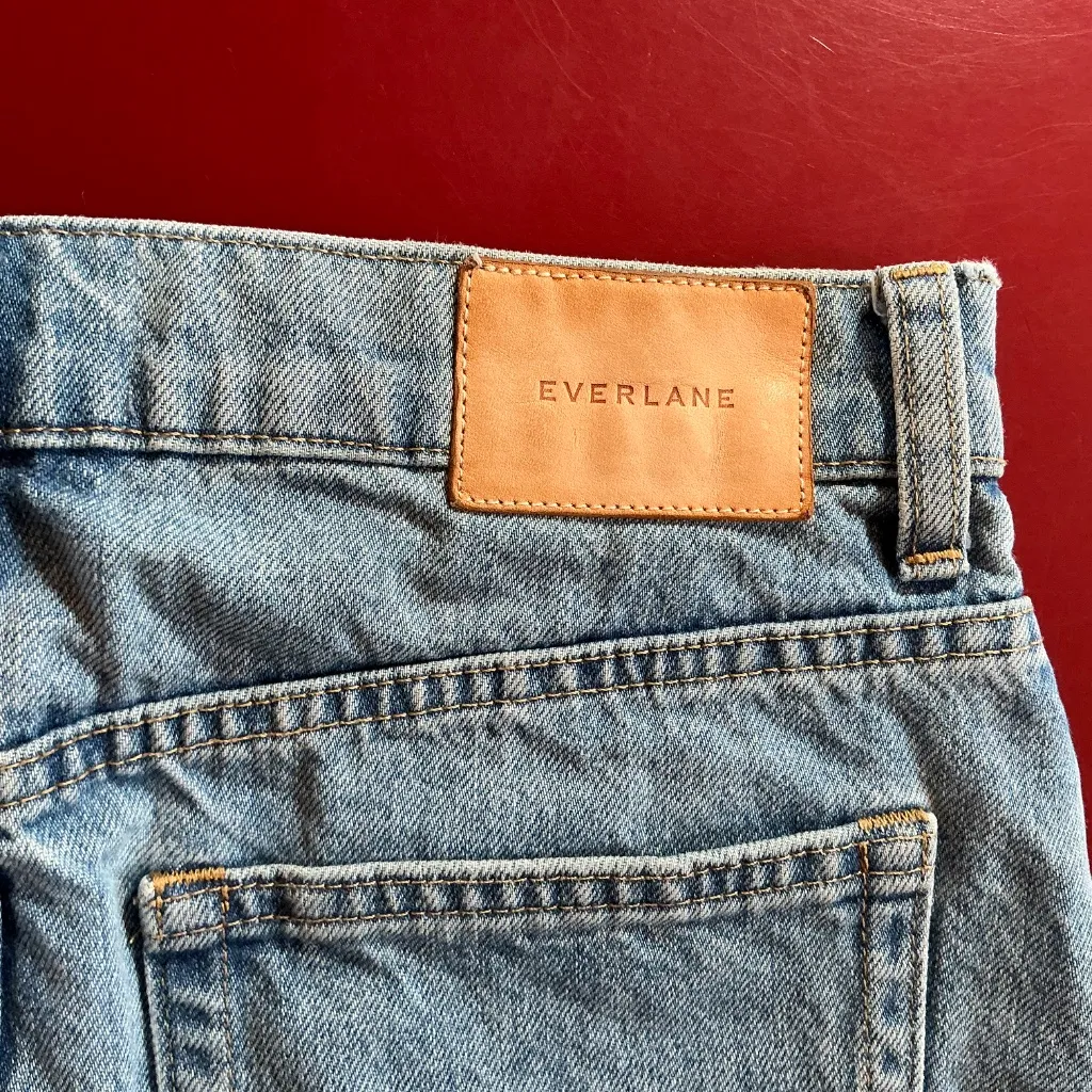 Everlane Skirt Women’s Size 27 Denim Deconstructed Raw Hem Mini Jean Skirt Blue - Image 3