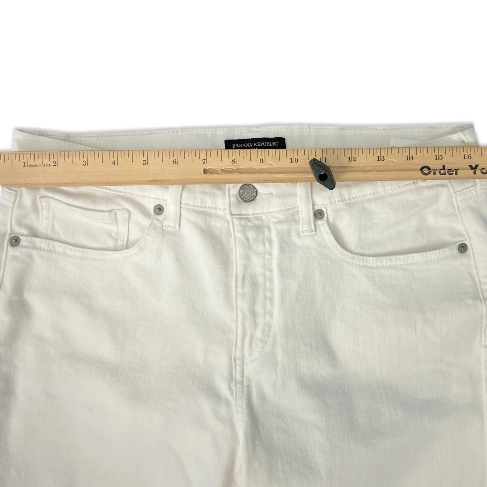 Banana Republic White Mid Rise Skinny Fit Jeans size 31 / 12 Stretch Summer - Image 4