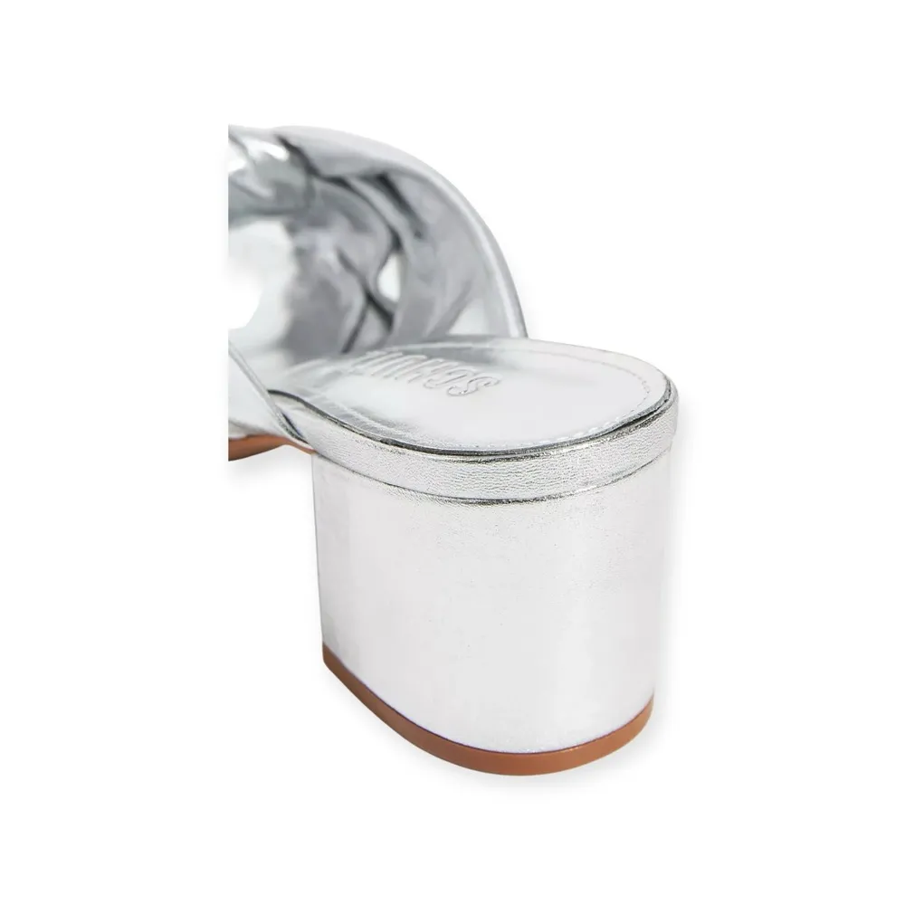 Schutz x Anthropologie ༄ Mindy Mid Block Heels ༄ Metallic Silver Leather ༄ 6.5M - Image 3