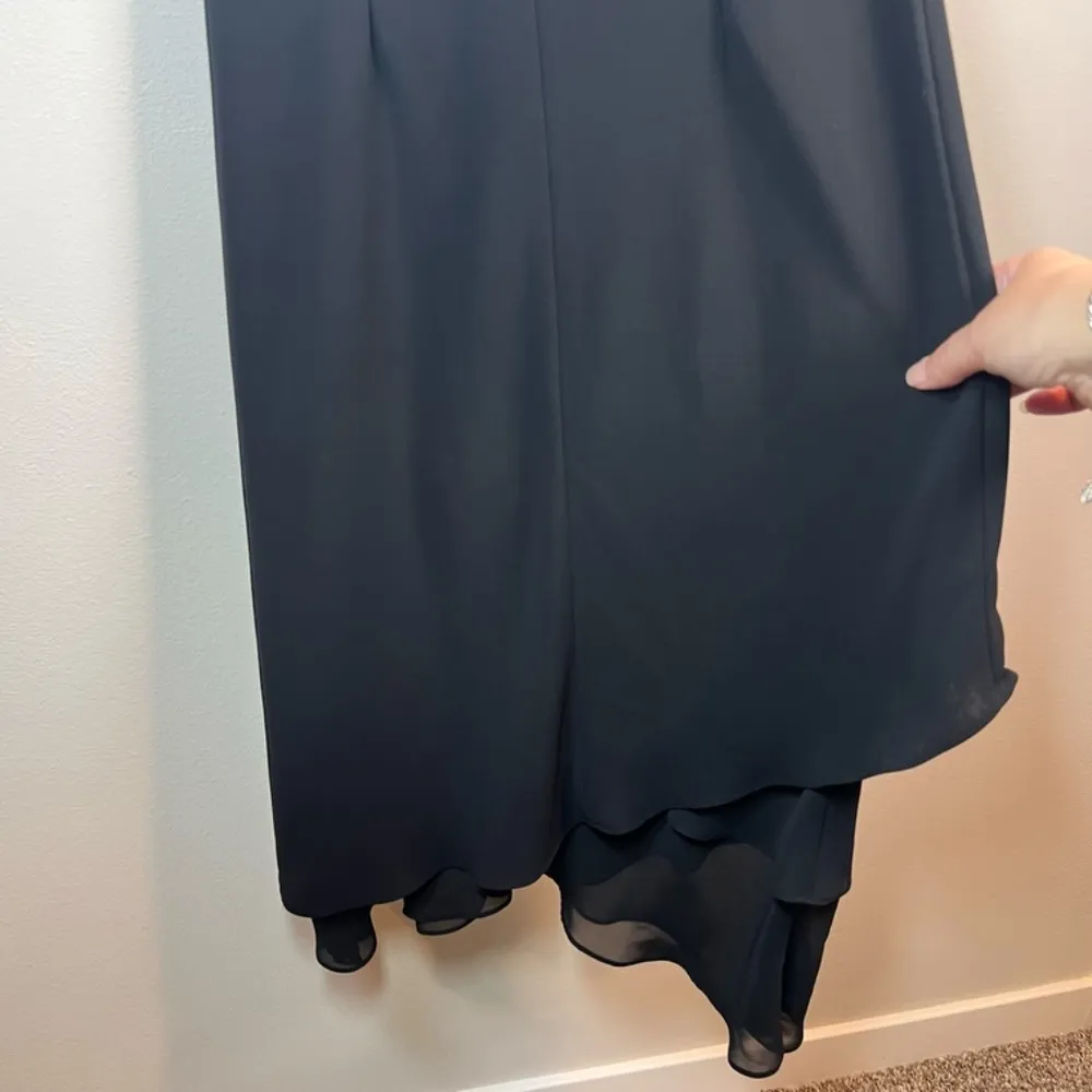 Evan Picone Women's Tie Shoulder Handkerchief Hem Dress Black Sleeveless Size 10 - Image 12