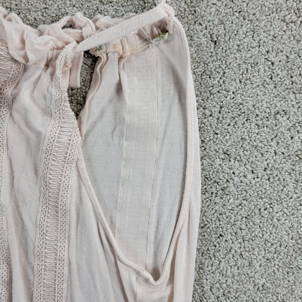 Chelsea & Violet Top Womens M Pink Collar Tie Ruffle Lace Trim Sleeveless Tank - Image 8