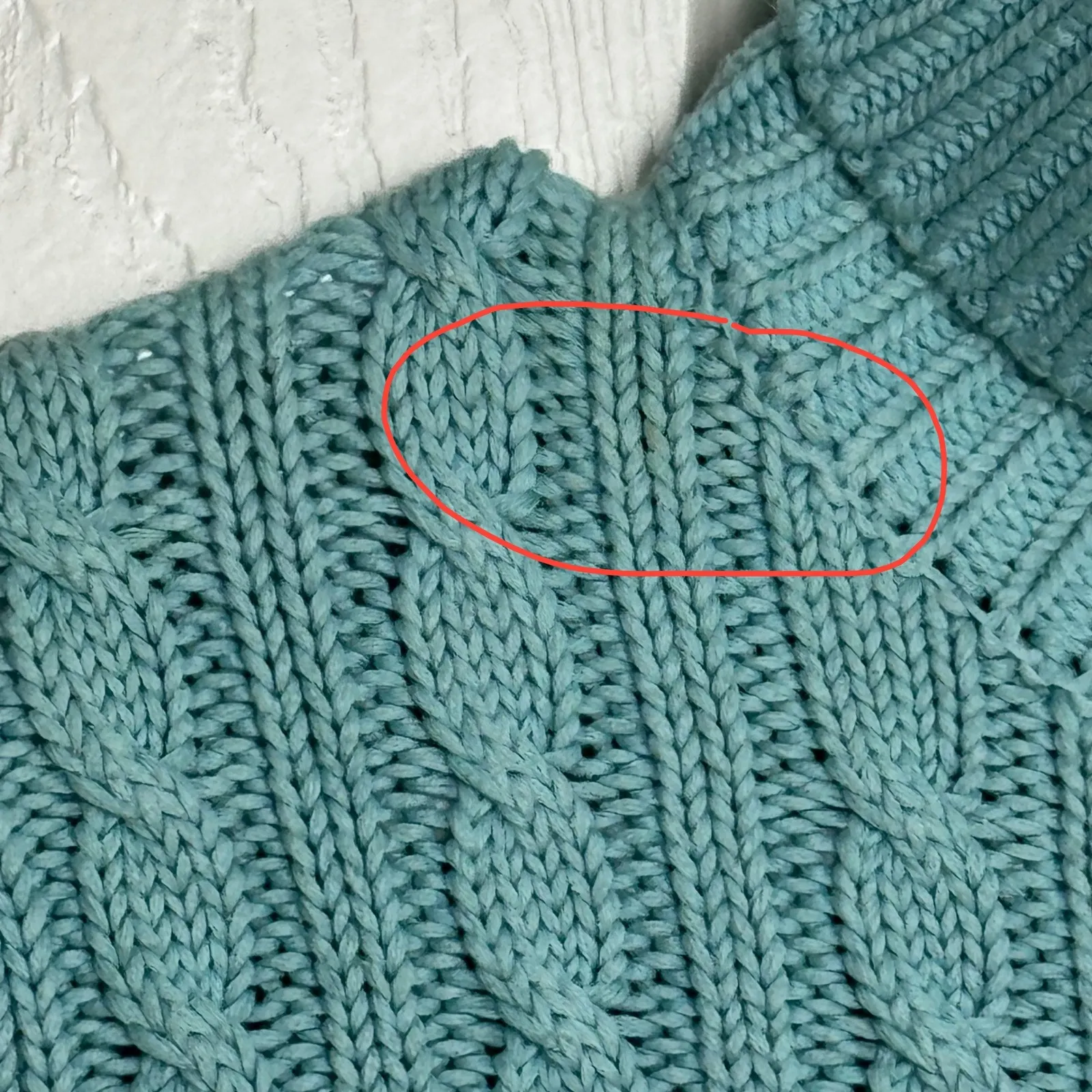 ANN TAYLOR Teal Aqua Blue Cable Knit Turtleneck Sweater Medium Chunky - Image 2