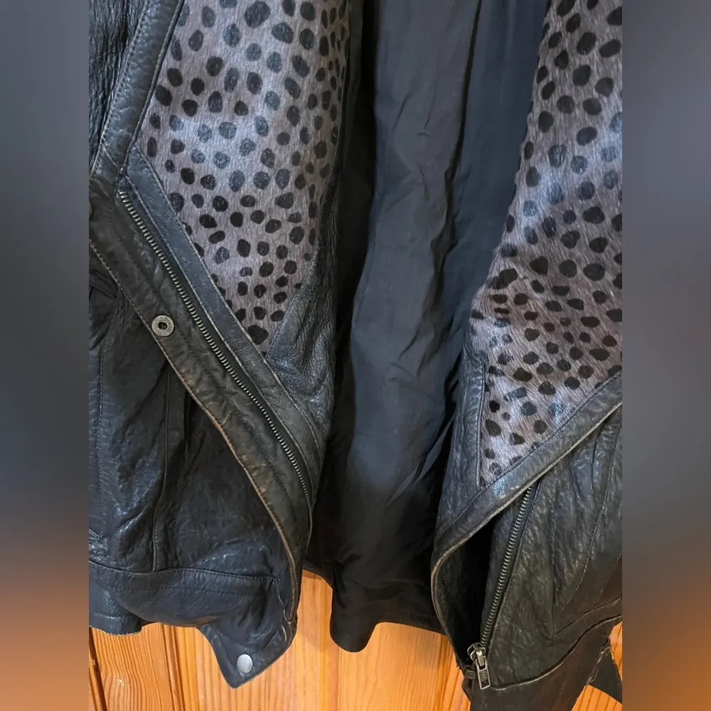 Marc Buchanan Pelle Pelle Vintage Animal Print 80’s Genuine Leather Jacket Black Size 6 - Image 5