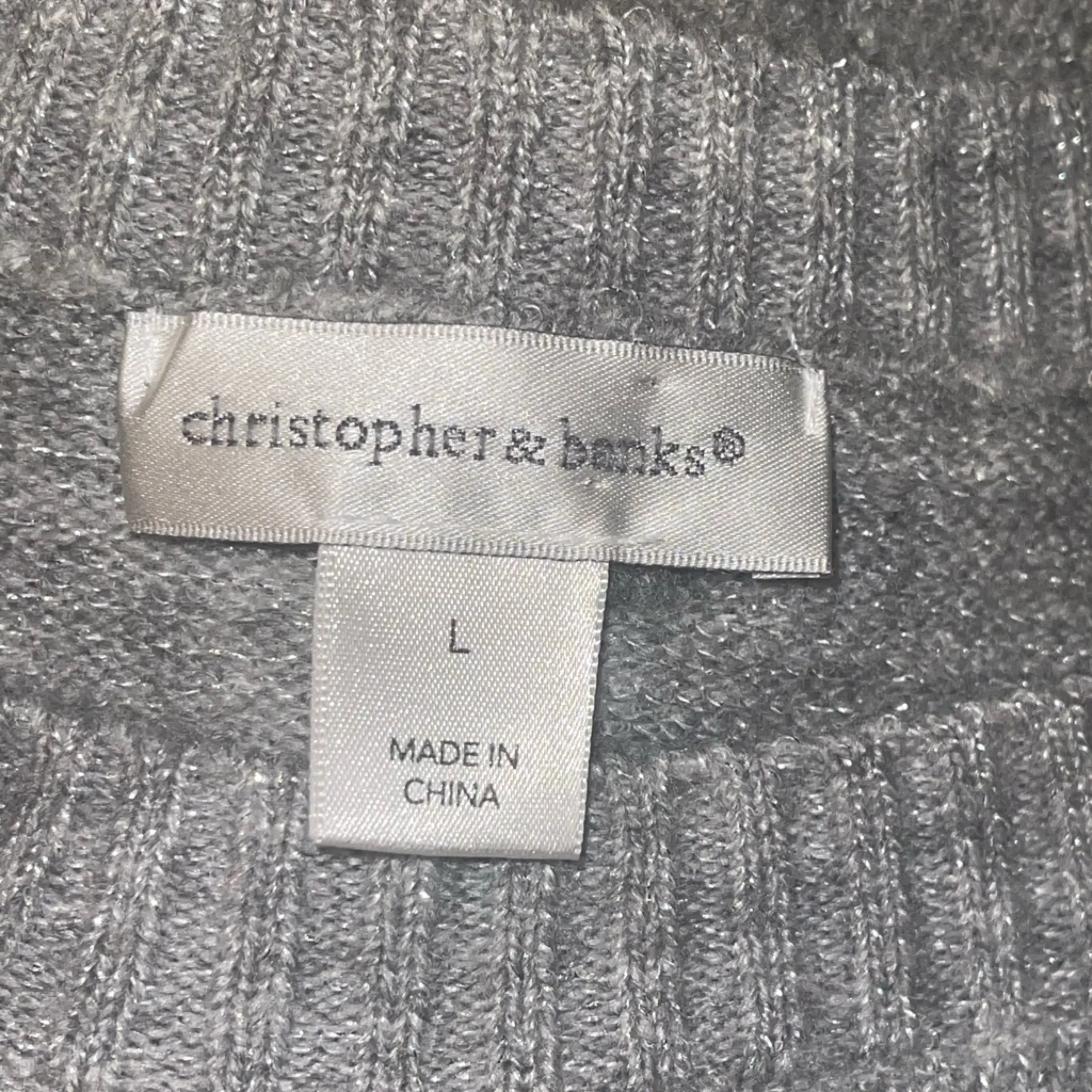 CHRISTOPHER AND BANKS Large Gray Sweater Dots Metallic Drawstring Waist top - Image 8