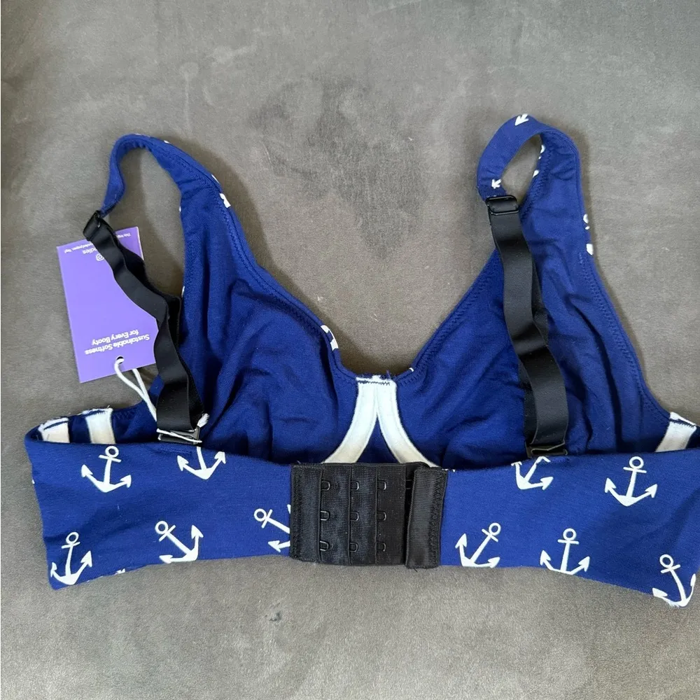 MeUndies UltraModal™ FeelFree Longline Bralette Anchors Away. Size S. Blue - Image 3