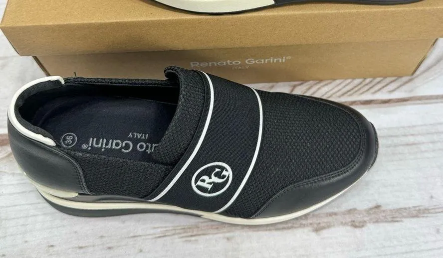 NEW Renato Garini Italy Midnight Moon Black Wedge Slip On Sneakers Size 36/5.5 - Image 3