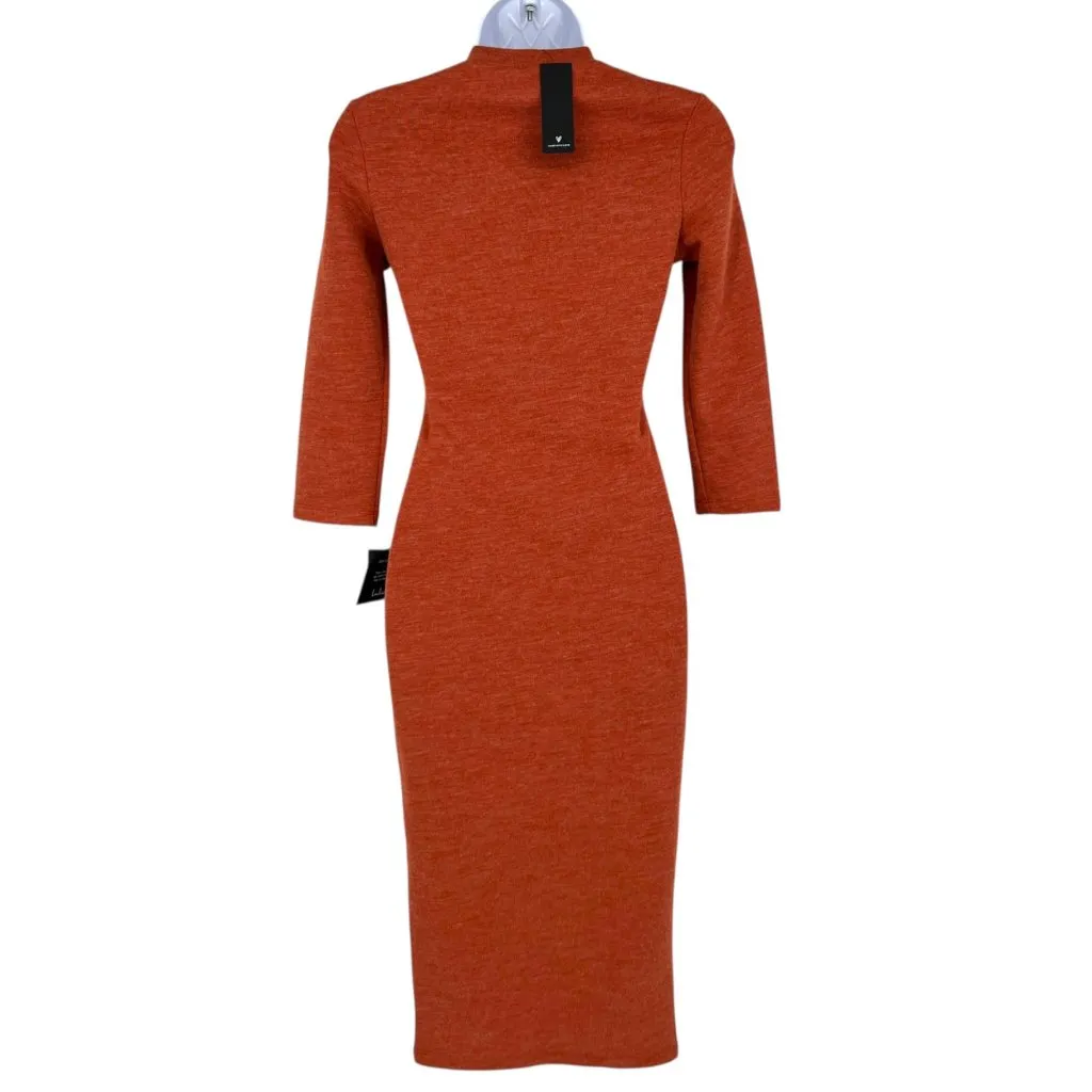Lulus Conversation Starter Rust Orange Midi Knit Dress Size Small NWT - Image 6