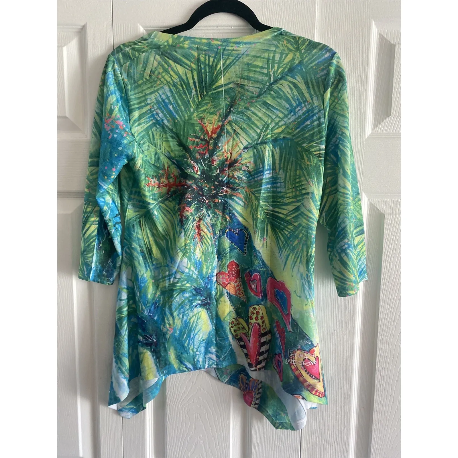 Leoma Lovegrove womens Petite Small 3/4 Sleeve Tropical Top Resort‎ Vacation Green Size undefined - Image 7