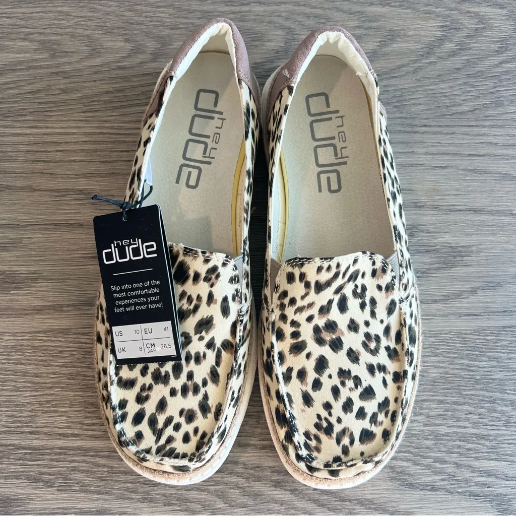 Hey Dude NWT Lena Leopard Angora Slip On Shoes Ladies Size 10 - Image 4