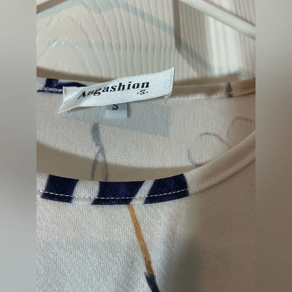 angashion womens dresses casual floral print long sleeve swing pleated a line SM - Image 4