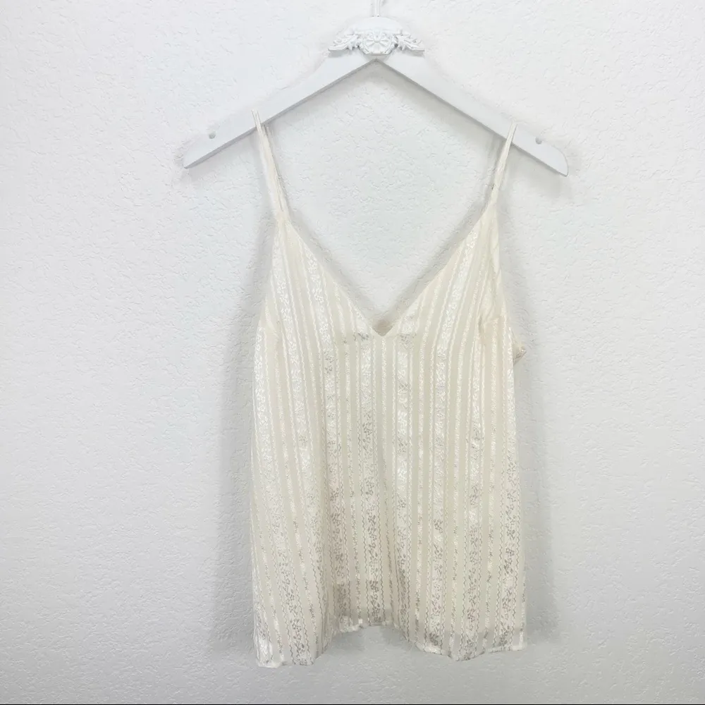 Cami NYC The Olivia Prairie Metallic Stripe Camisole Ivory Tank Top Silk - Image 2