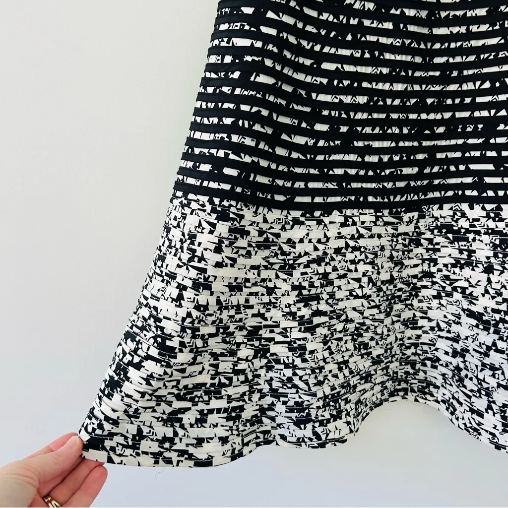 Parker White Black Silk Sleeveless Crepe Fit & Flare Mini Cocktail Dress S - Image 8