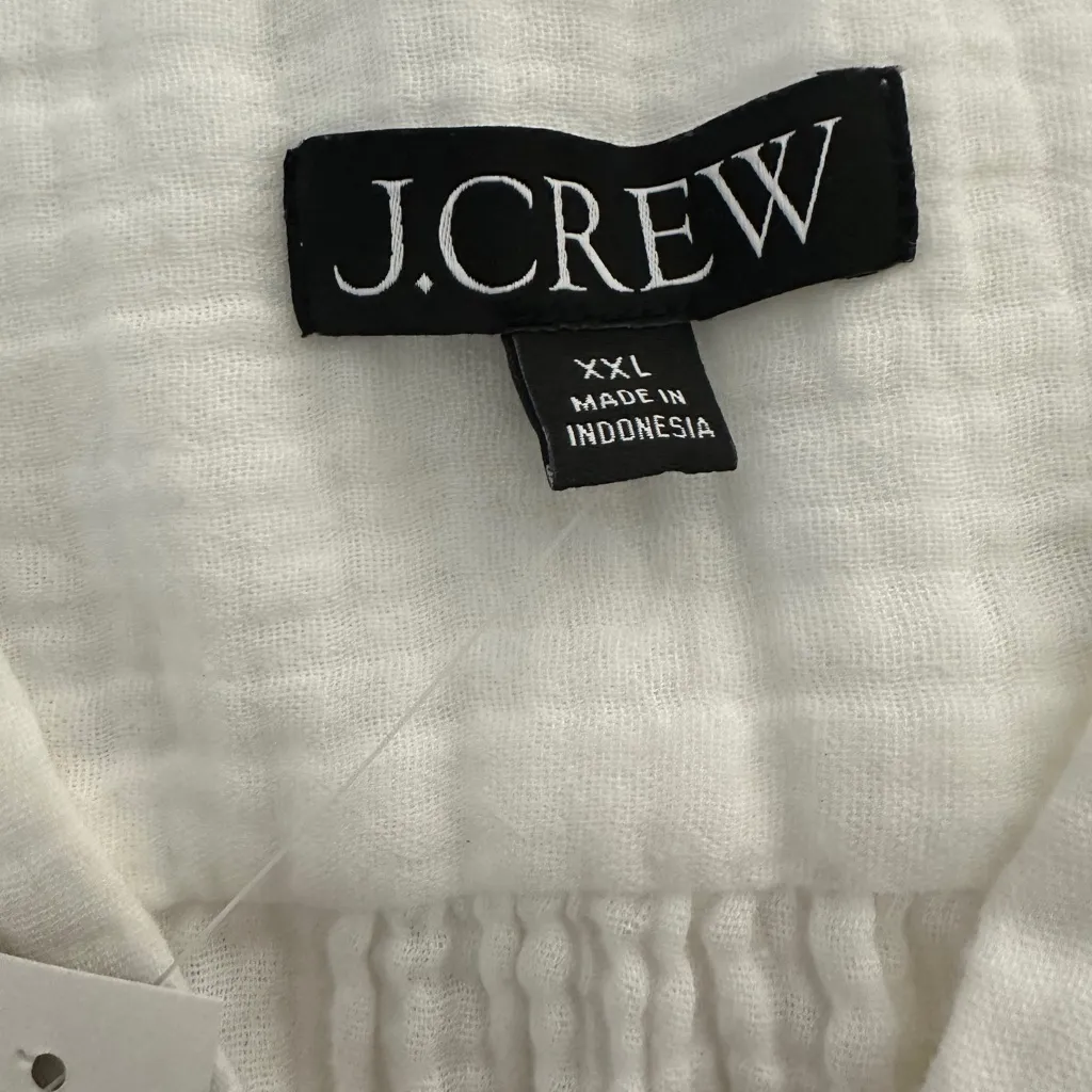 J. Crew V-neck double-gauze popover white size XXL New - Image 8