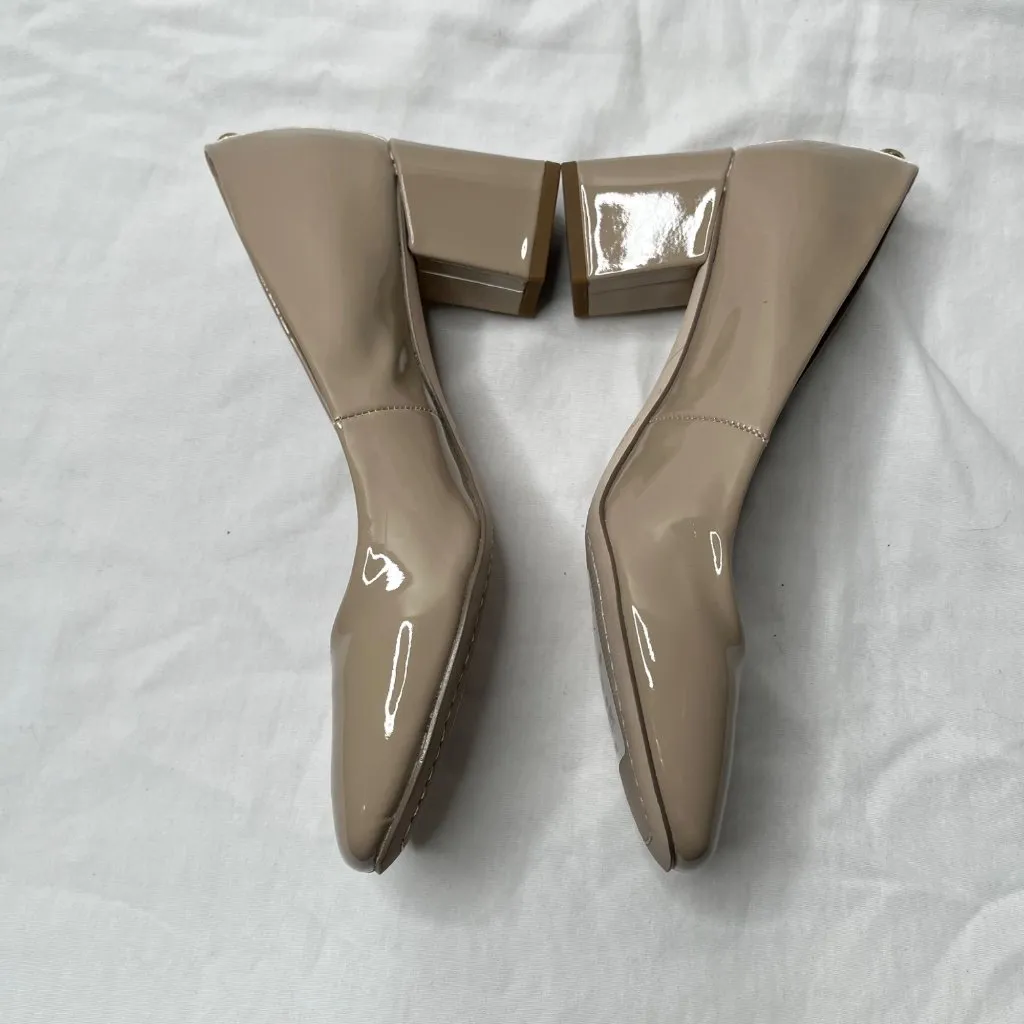 Donald Pliner Women Audry Patent Leather Block Heel Pumps Size 7.5M Taupe - Image 8