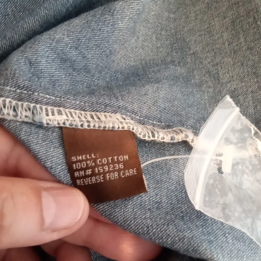 J. McLaughlin Blue Denim Dress Shift Frayed Hem Collared Pocket Casual Small - Image 7