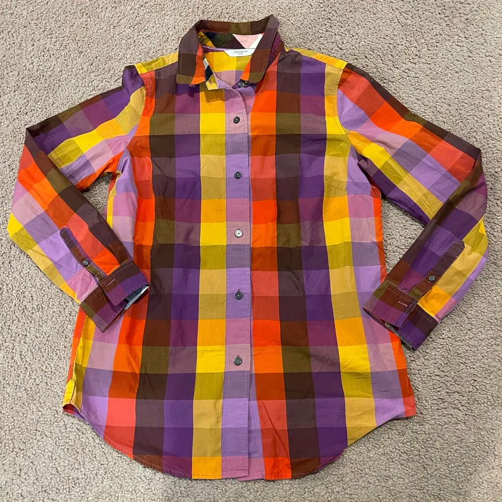 LIZ CLAIBORNE Trending Fall Womens Multicolor Plaid Long Sleeve Shirt - Image 2