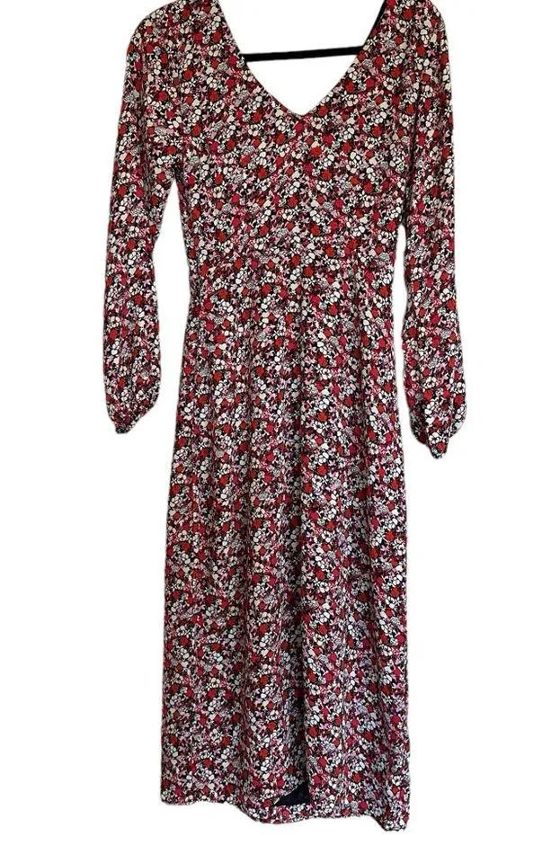 NWT Sanctuary  Floral Print Chiffon  Long Sleeve Front Cut-Out Midi Dress - Image 7