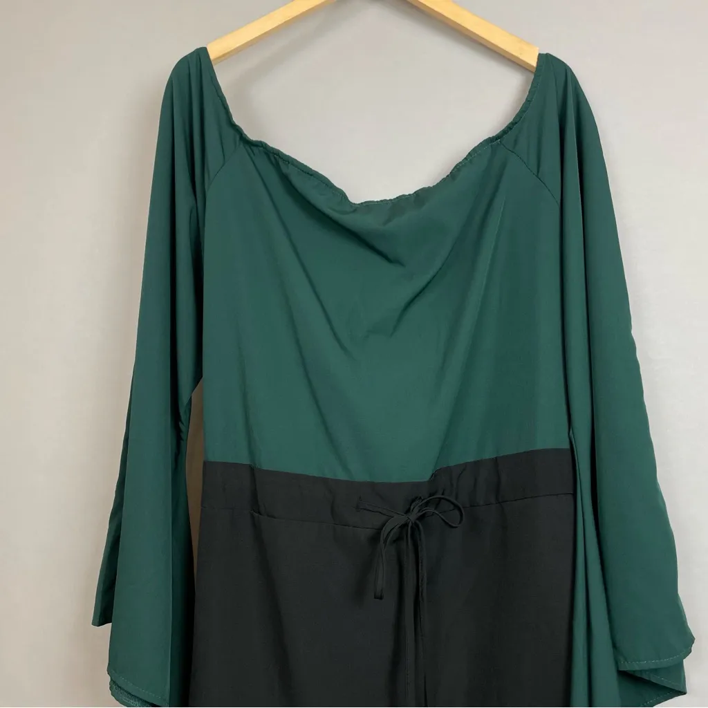 Pirate Wench Halloween Costume Women Long Bell Sleeves Corset Asymmetrical‎ Hem Green Size L - Image 12