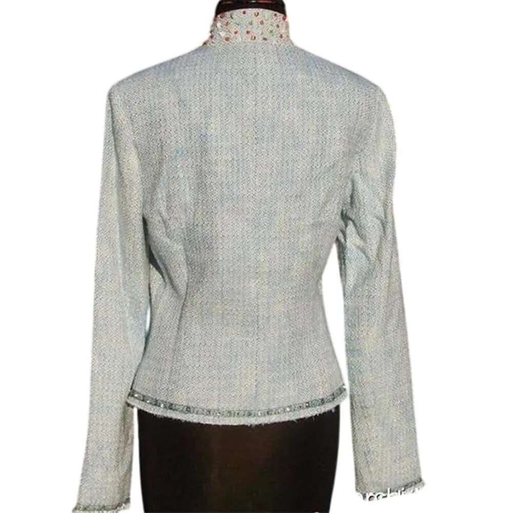 Cache Boucle Tweed Top Jacket Lined Embellished Beads Sequins Stones $198 NWT - Image 2