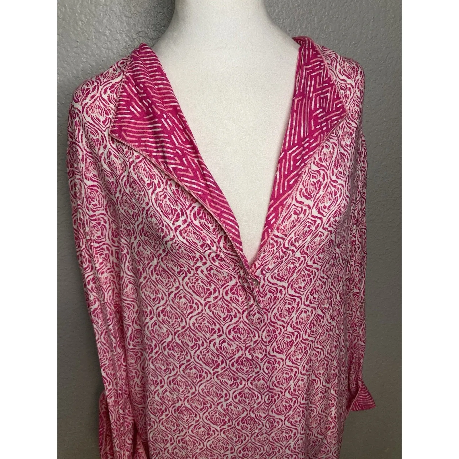 Oscar de la Renta Pink Label Long Robe Kaftan MuMu Button Front Women's L/XL - Image 2