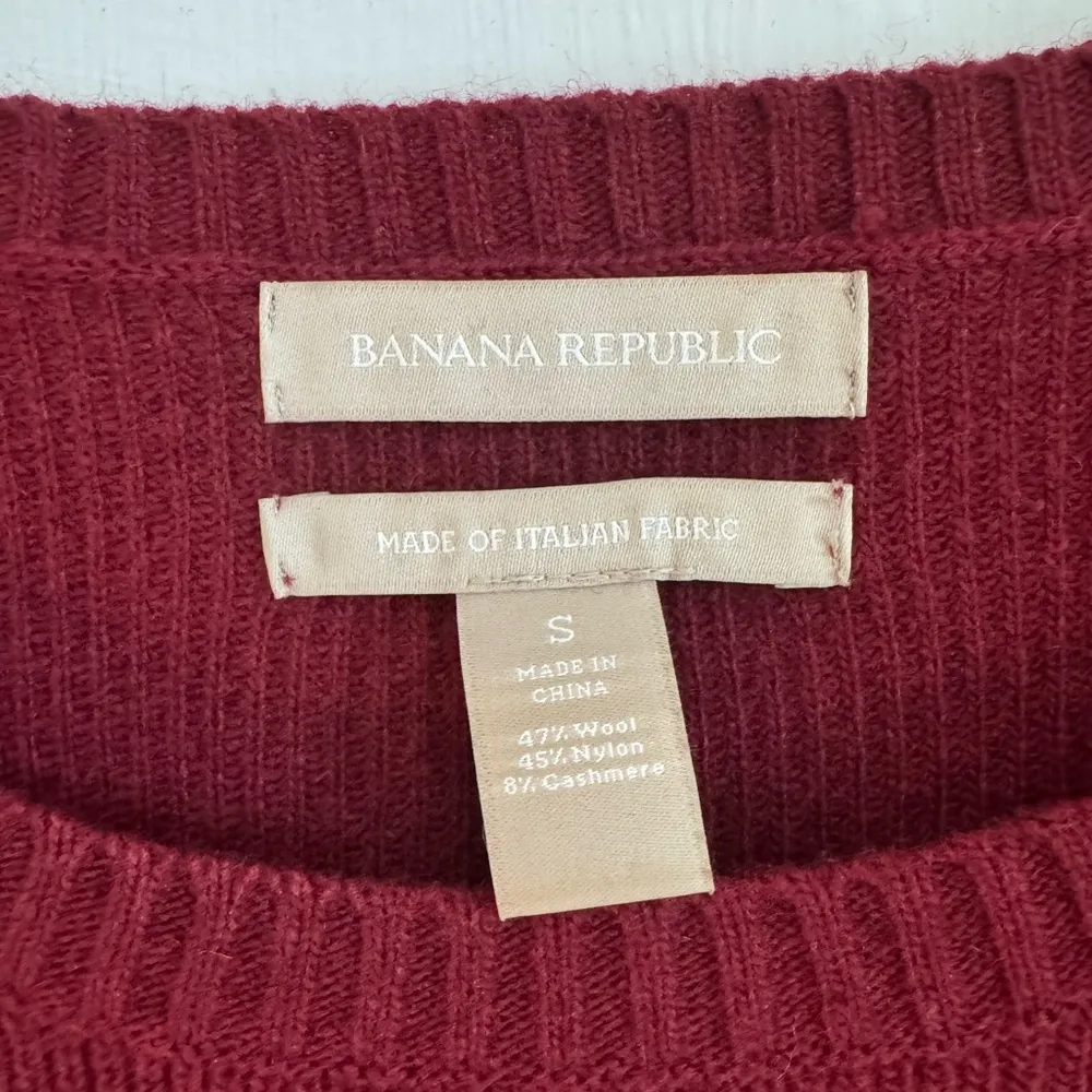 Banana Republic Cranberry Burgundy Short Sleeve Sweater Dress Small Holiday - Image 3