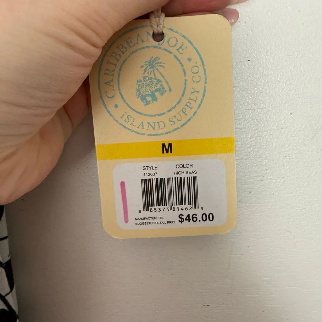 Caribbean Joe Women’s Medium Navy White Strapless Maxi Dress New - Image 3