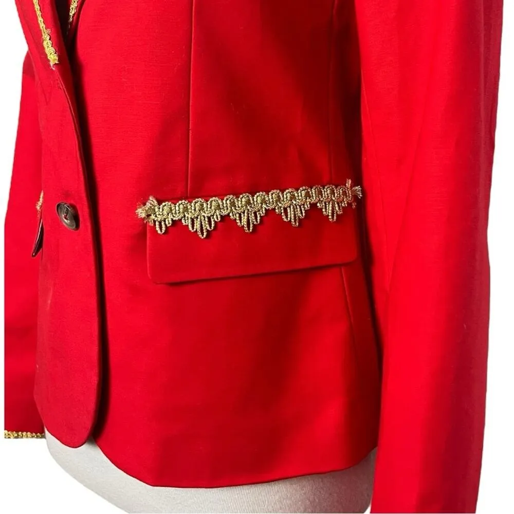 Tommy Hilfiger Blazer Military Style 2 Button Red Gold Braiding Women’s Size 6 - Image 12