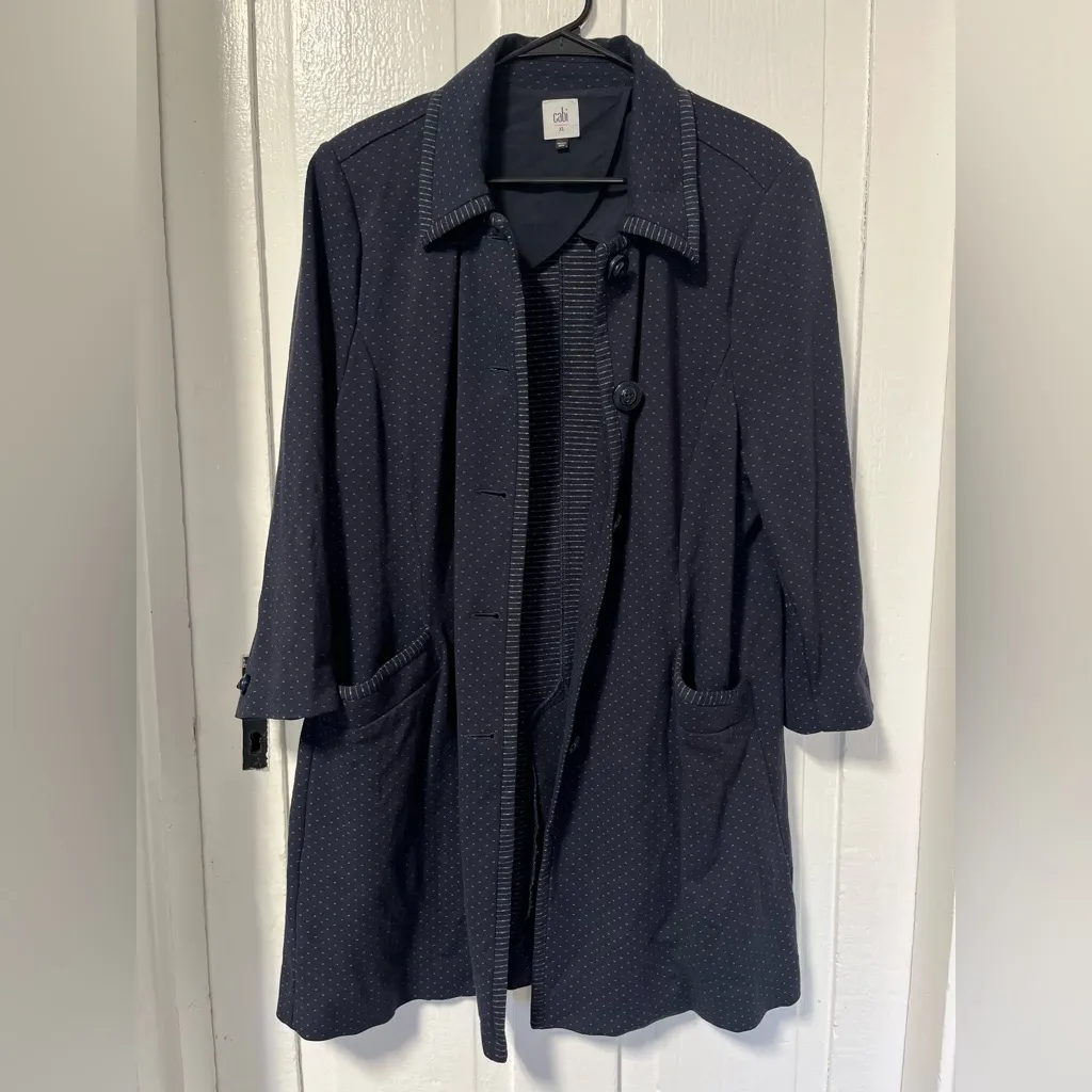 CAbi  Navy Blue  and white collared Carriage Jacket 5658 Size XL - Image 3