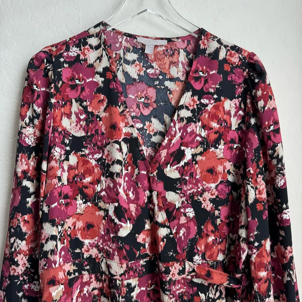Chelsea 28 Wrap Dress Long Sleeve Abstract Floral XXL - Image 6