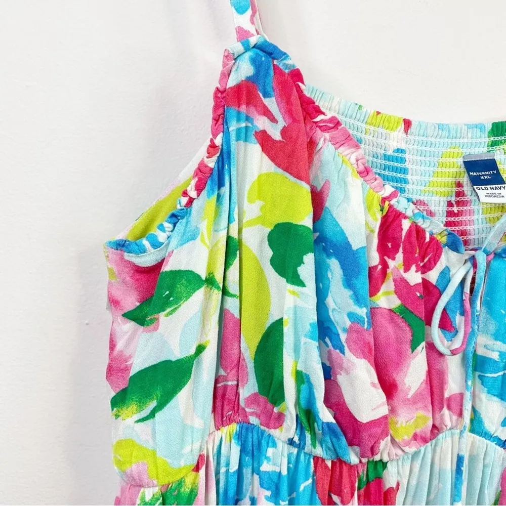 Old Navy Fit and Flare Tropical Floral Flowy Sleeveless Maternity Midi Dress XXL - Image 4