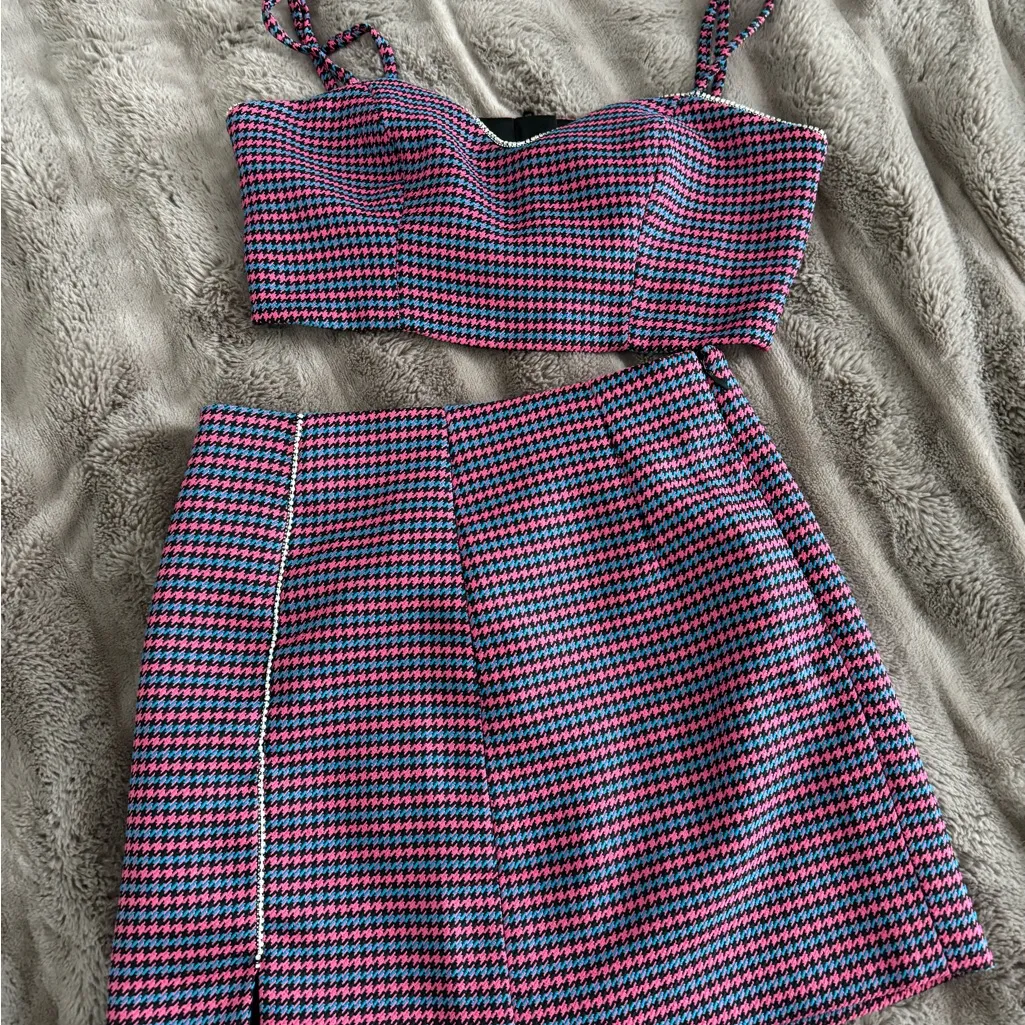 ASOS miss selfridge houndstooth rhinestone matching set coord - Image 6