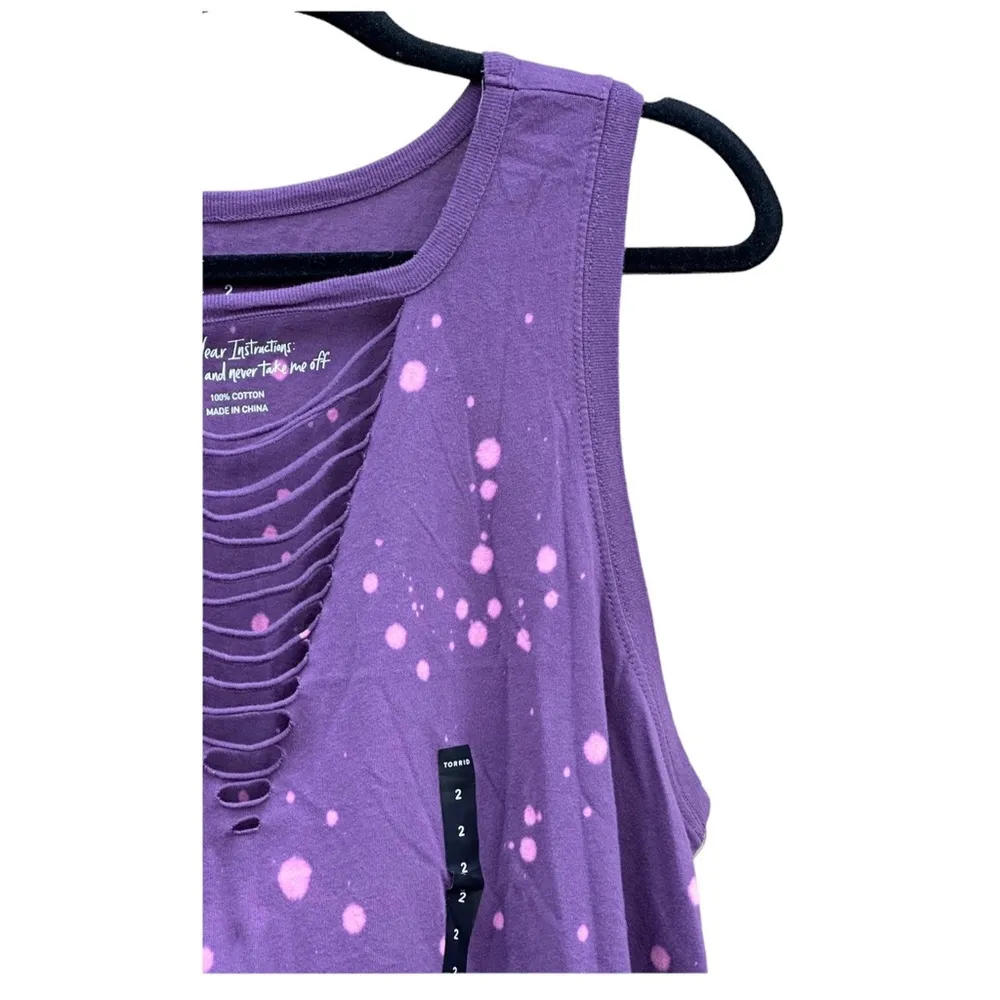 Slasher Purple Pink Tie Dye Distressed Slim Fit Tank Top 2X 18/20 NWOT - Image 3