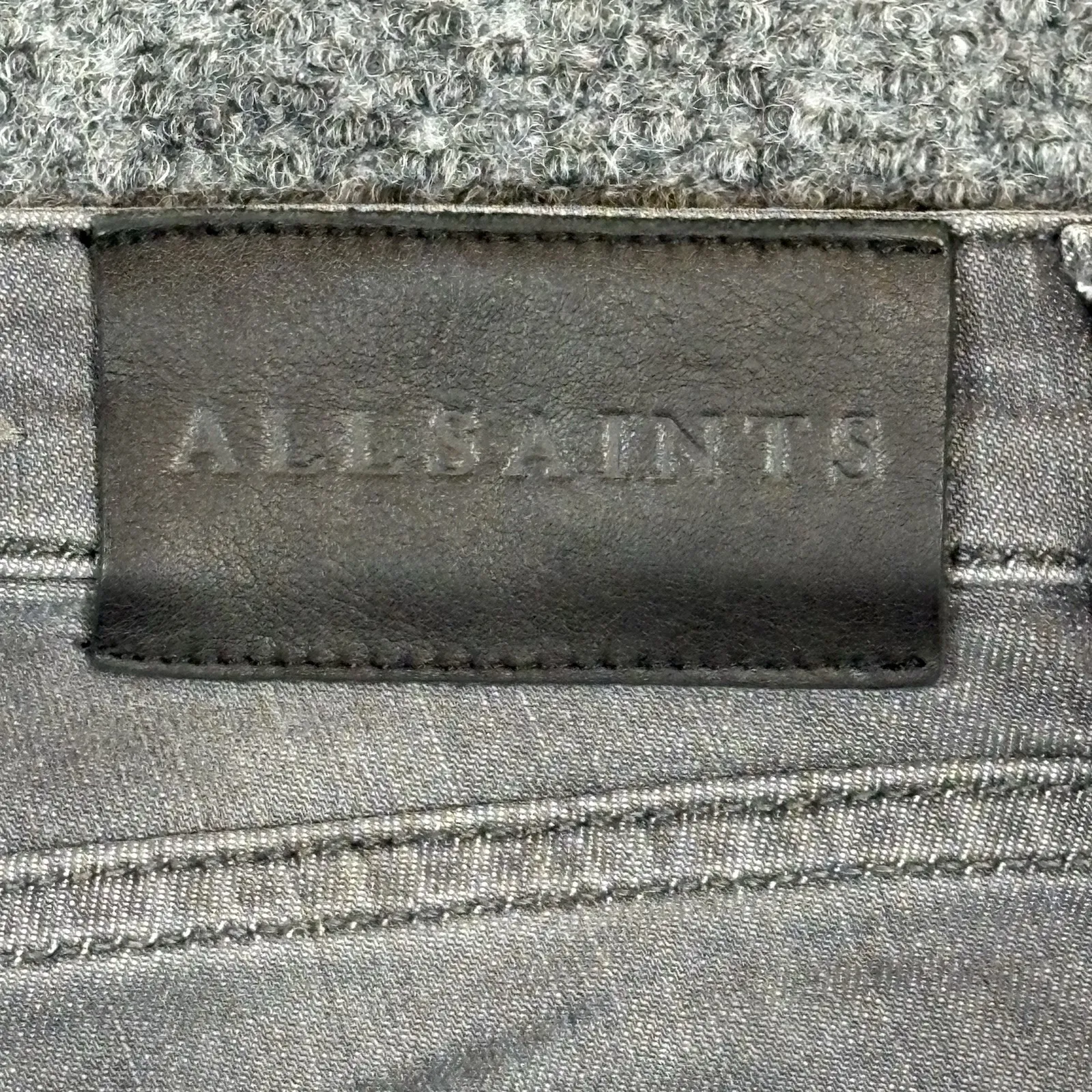 AllSaints Mast Fit Jeans Women's Size W26 Gray Skinny Stretch Cuffed Gray - Image 9