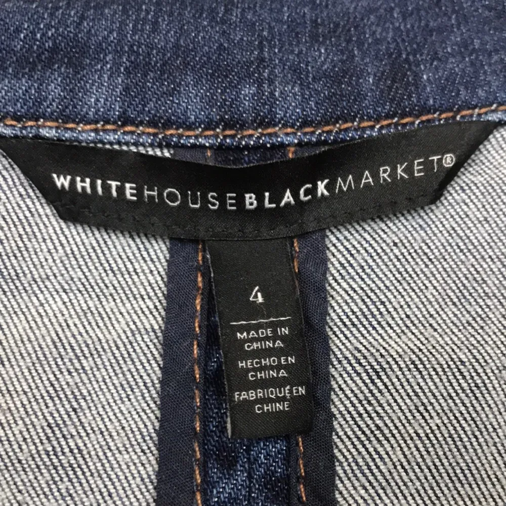 White House Black Market Women’s Military Utility Button-Up Denim Jean Jacket - Image 10