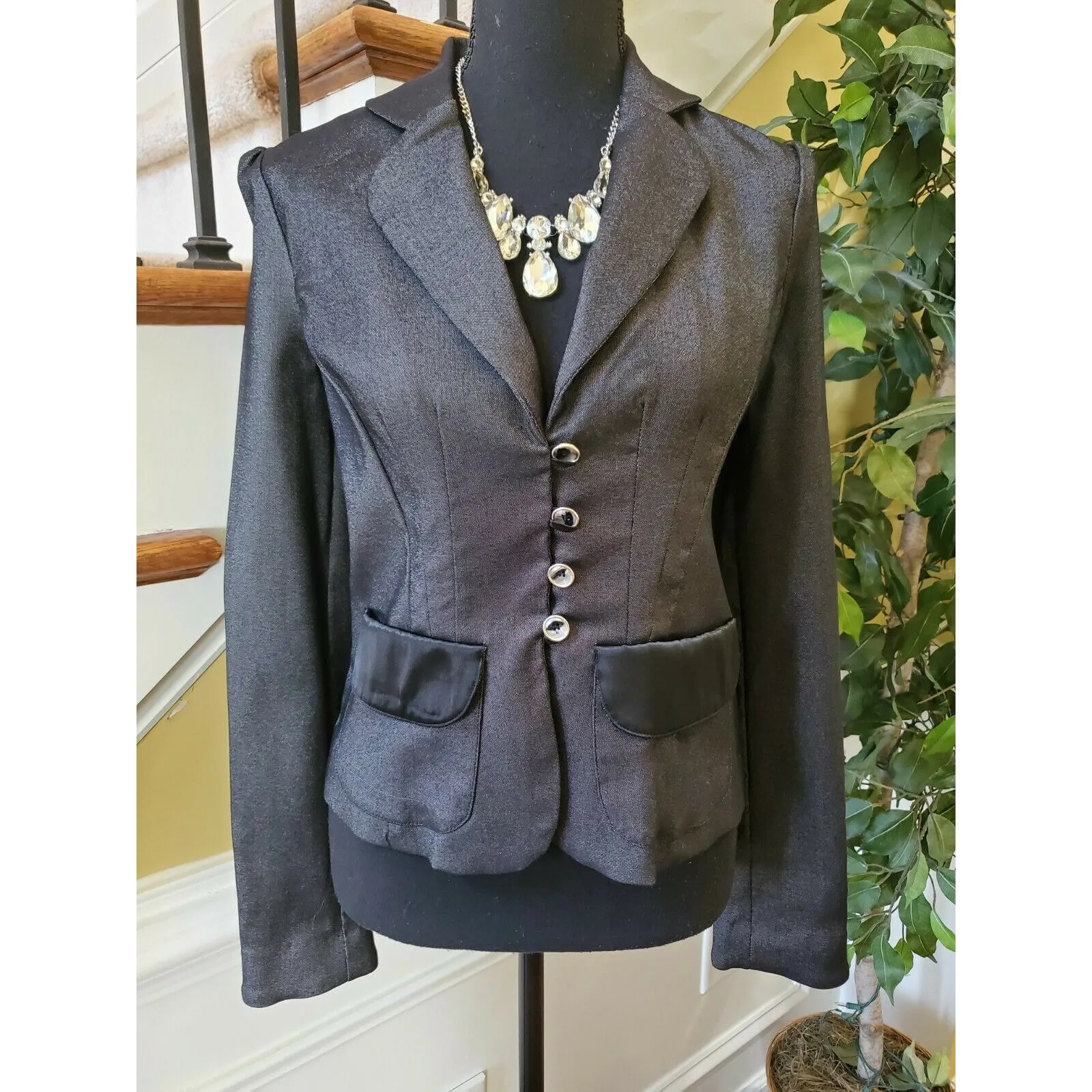 Zinc Womens Gray and Black Blazer Jacket Wear to Work Career Sz S - Image 11