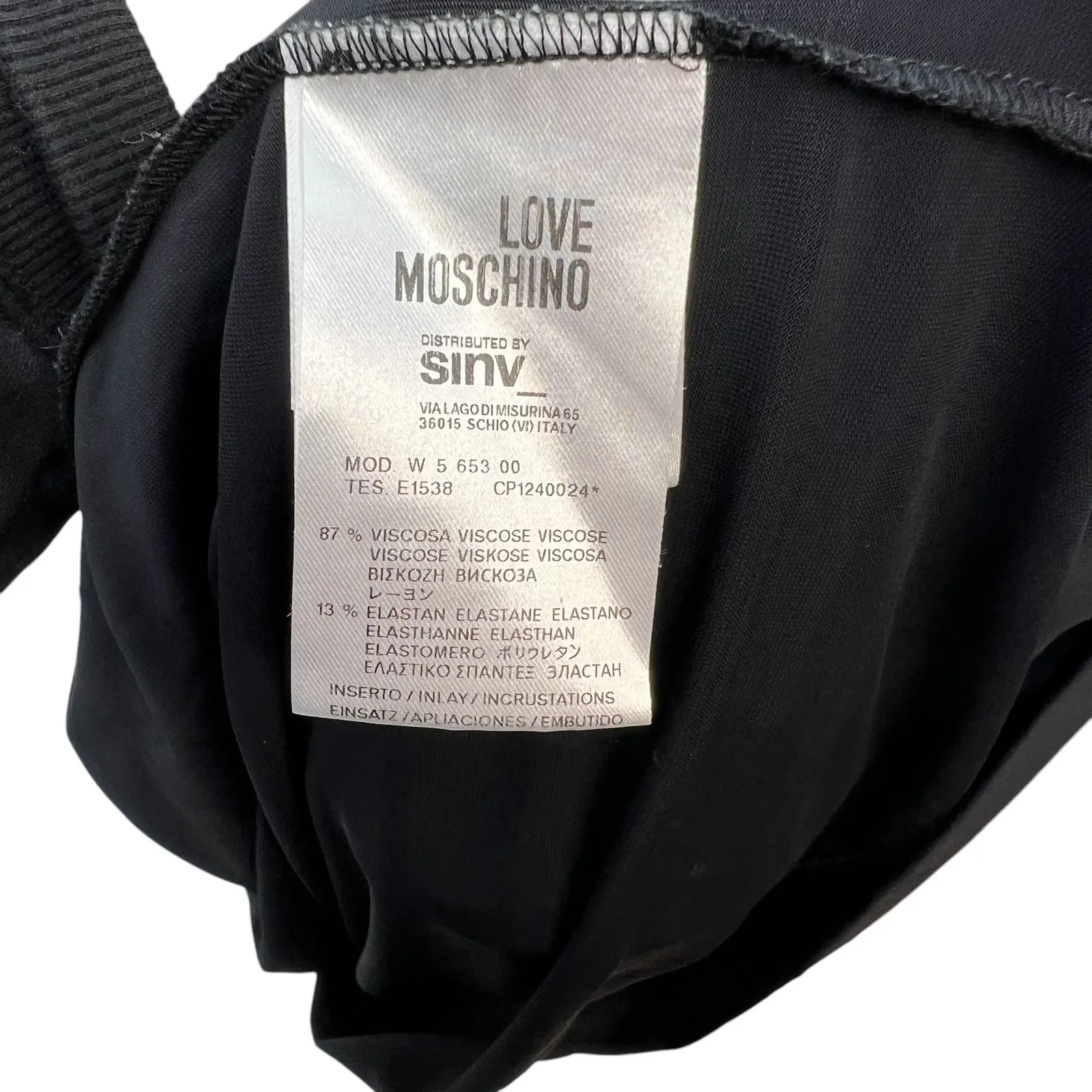 Love Moschino Shirt‎ Dress Collared Leather Detail Short Sleeve Black Size US 6 - Image 10