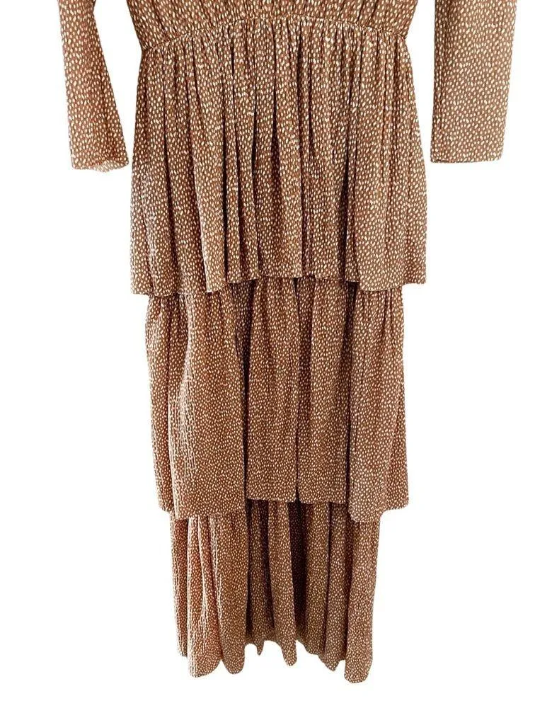 SABINA MUSAYEV Maxi Polka Dot Mocha Carmel Dress Sz S - Image 4