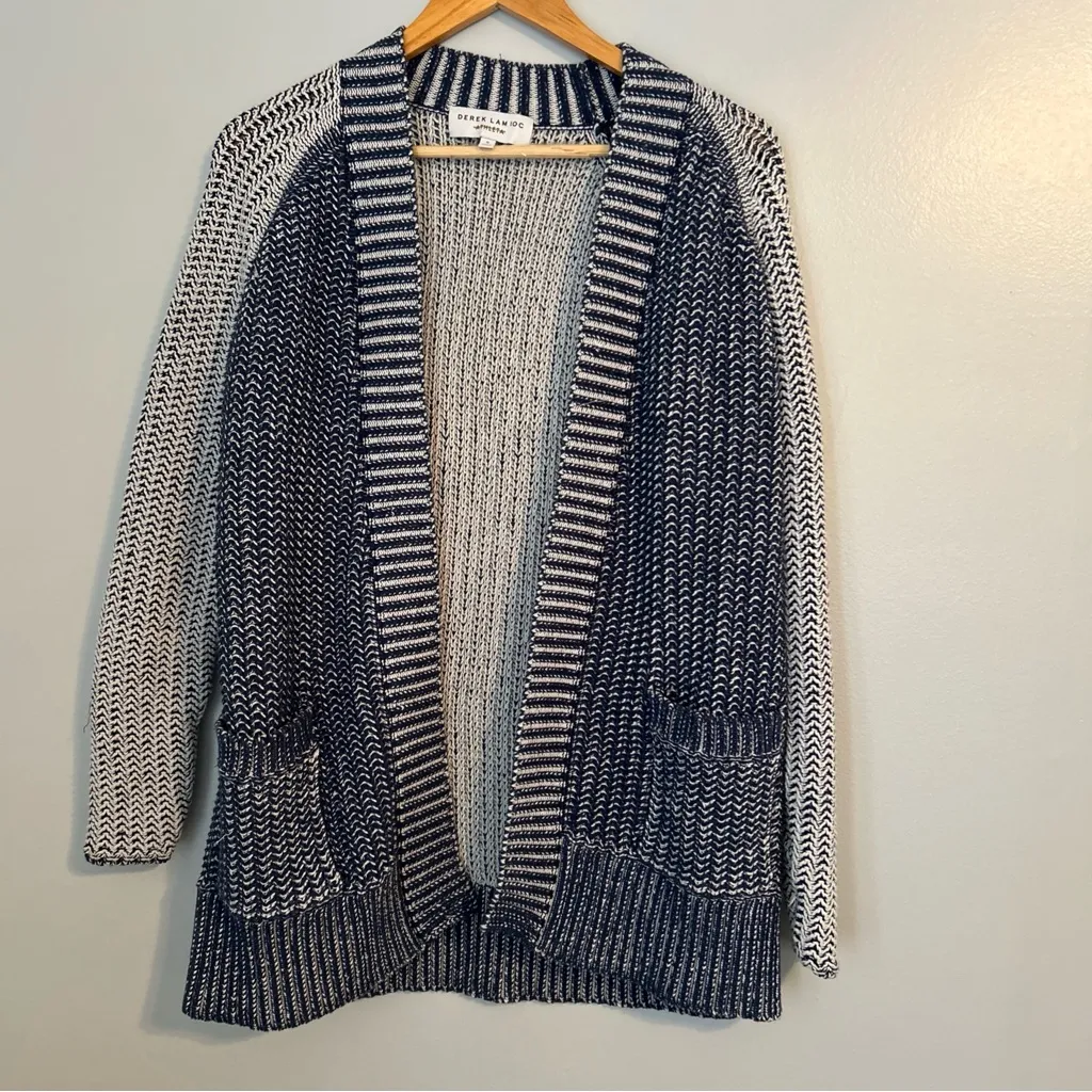 Derek Lam Athleta Blue‎ Cardigan Sweater with Ribbed Texture - Image 2