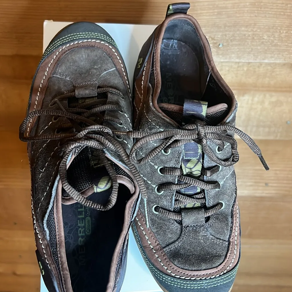 Merrell Qform comfort suede leather mimosa lace cocoa tie shoe hiking outdoor - Image 5