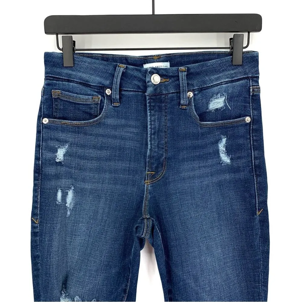 GOOD AMERICAN Good Legs Crop Skinny Jeans Blue Denim 4/27 - Image 2
