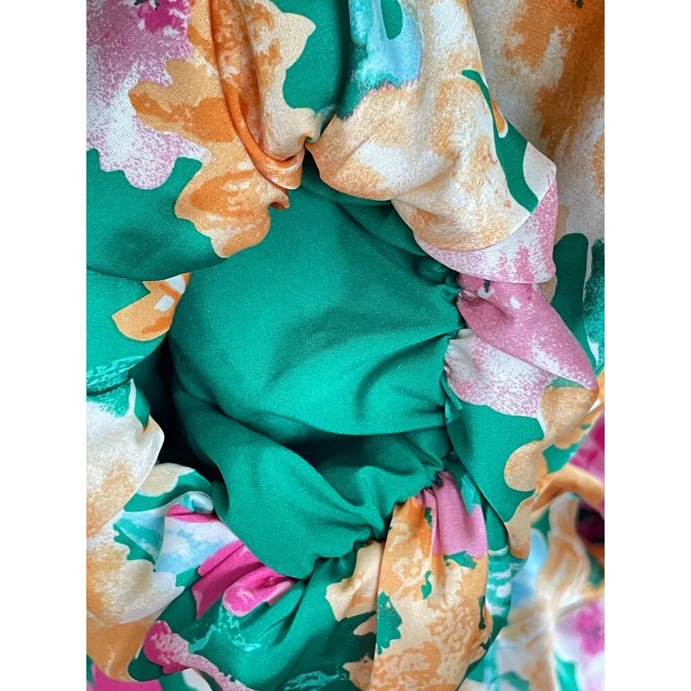 Charles Henry Green Floral Satin Wrap Minidress XL - Image 8