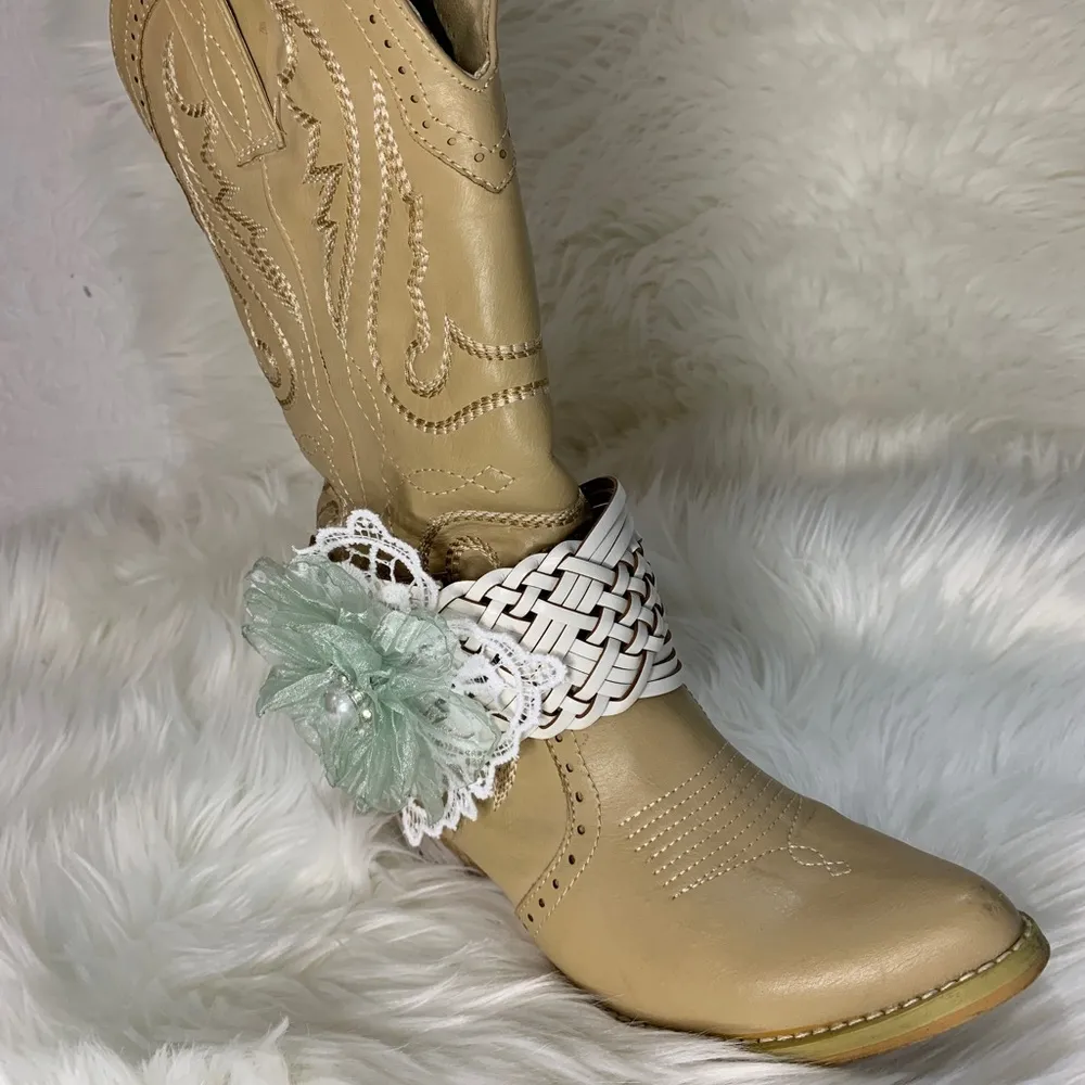 Handmade Removable Women’s Boot Bands/Cuffs Green - Image 7